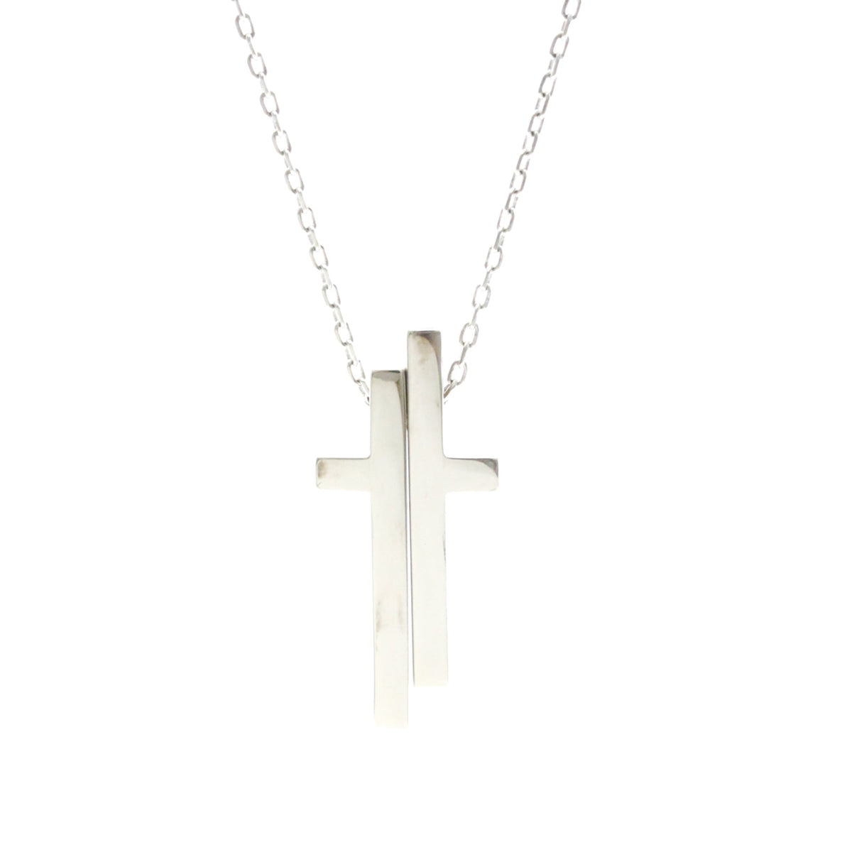 Gucci diamond necklace 18K white gold featuring a modern cross design on a delicate chain.