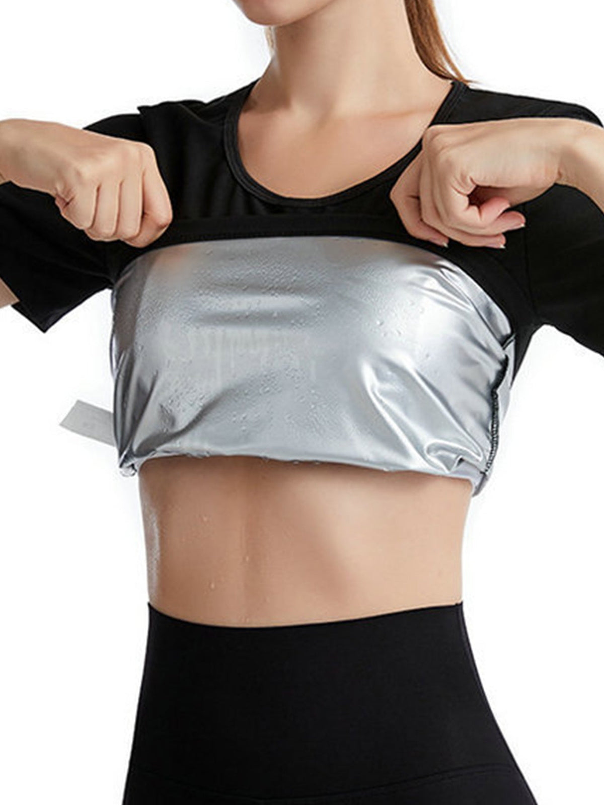 Sauna Shirt For Women Sweat Suit Short Sleeve Sauna Shirt Women  Sauna Sweat Shirt Athletic Tee Sauna Top Compression Waist Trainer Compression T-Shirt Sauna Vest For Women