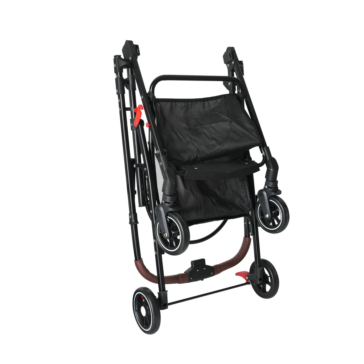 Foldable 4-Wheel Pet Stroller with Adjustable Canopy - Grey