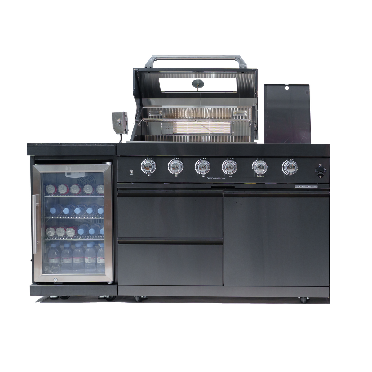 46-Inch Stainless Steel Outdoor Kitchen Grill with Granite Countertops - Black