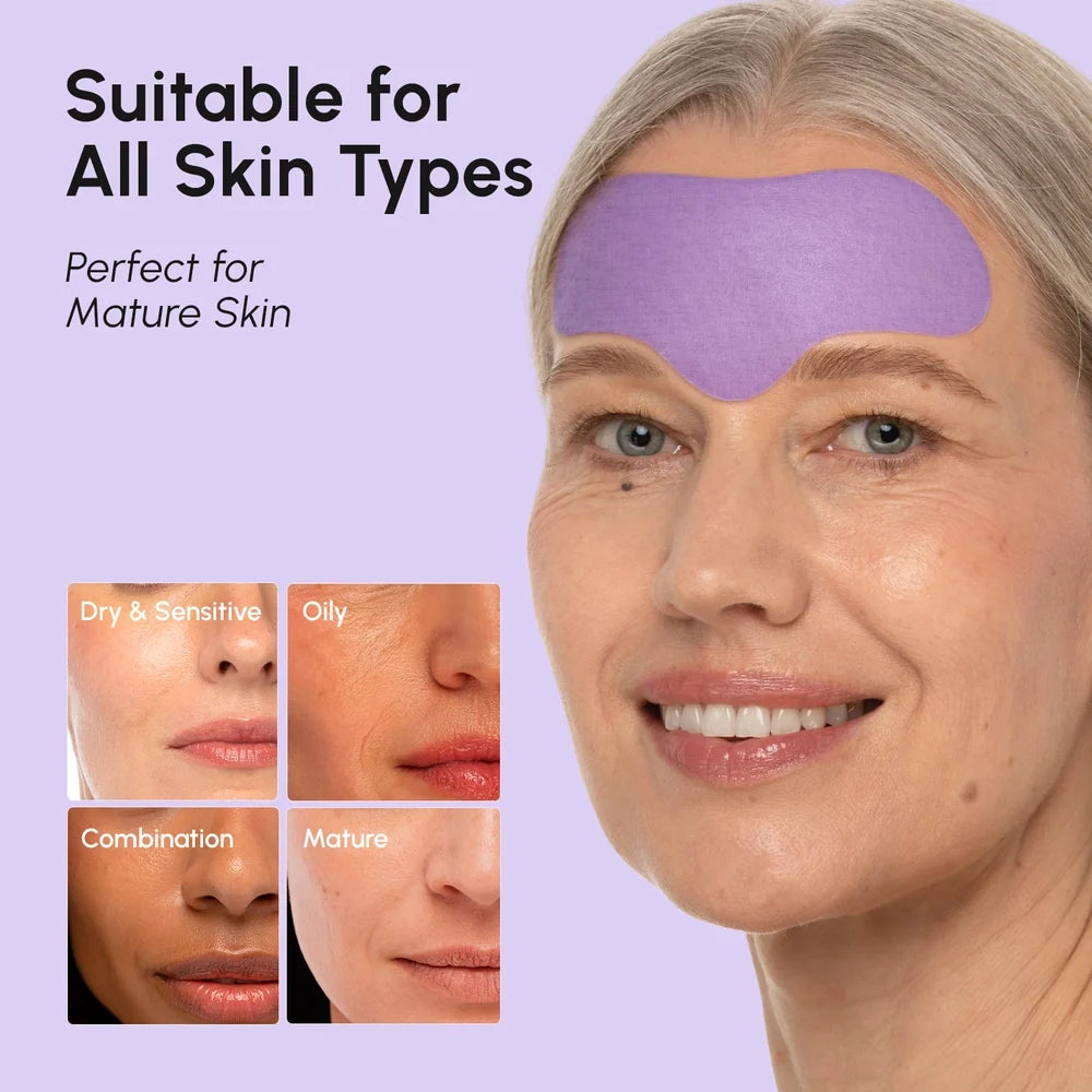 Anti-Wrinkle Forehead Patches for Women suitable for all skin types, perfect for mature skin. Benefits for various skin types.