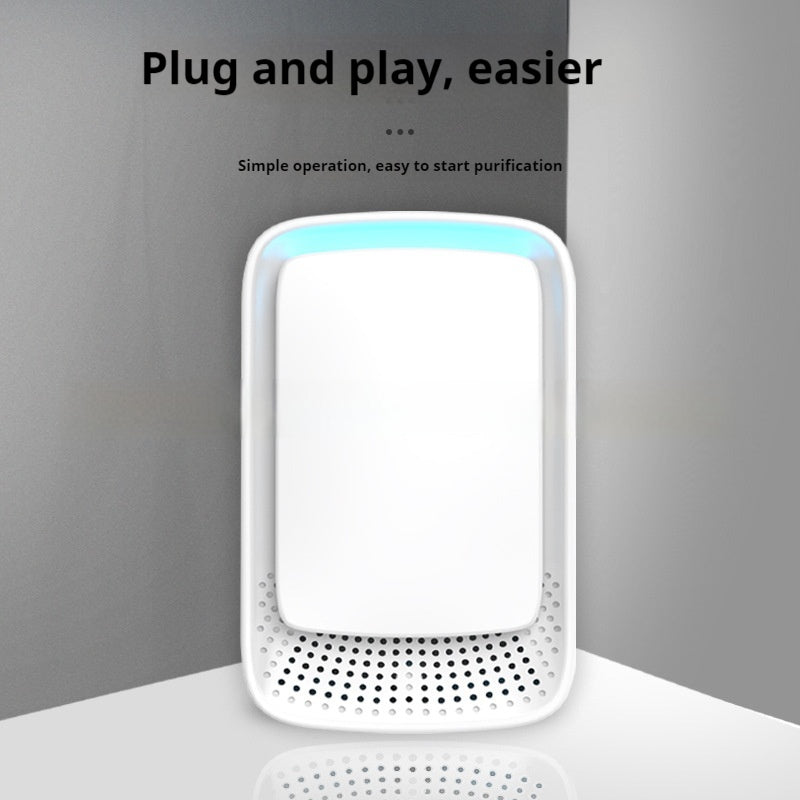 A sleek, white quiet air purifier with a plug-and-play design for simple, easy operation to clean indoor air.