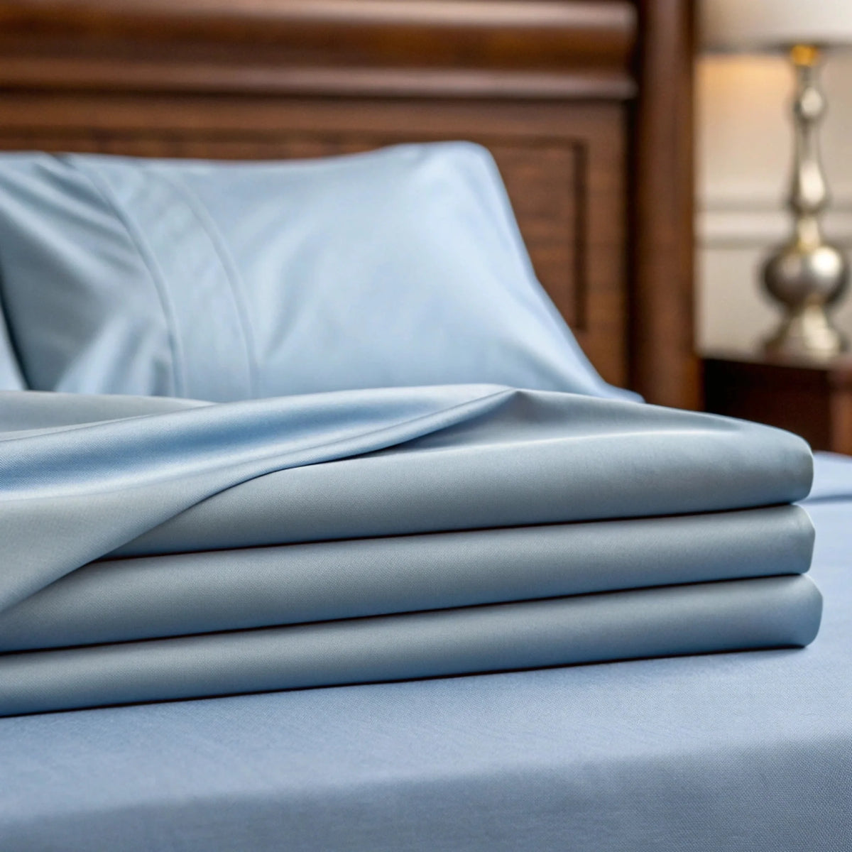 Copper infused bamboo sheets set displayed on a bed, showcasing their cooling comfort and luxurious feel.