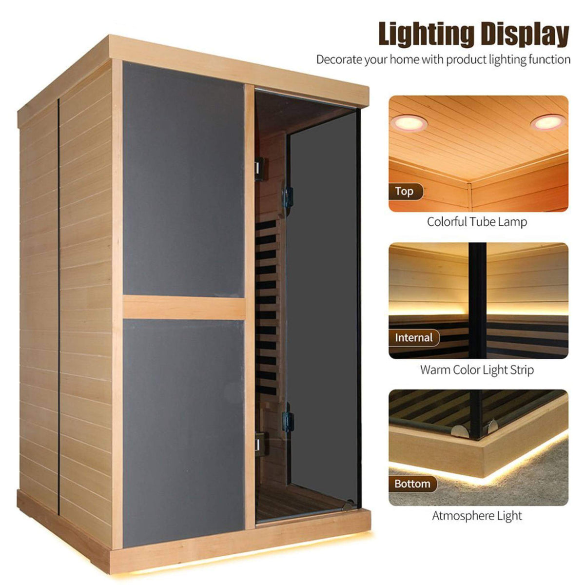 Helix Premium Large 2-Person V-Shaped FAR Infrared Sauna Room With Double Glass Doors (SAK96413)