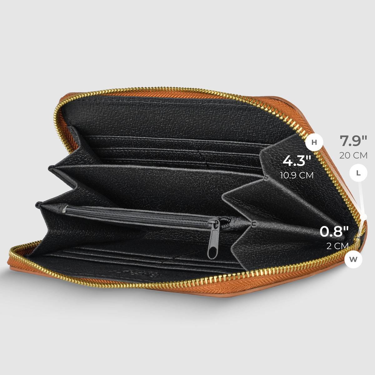 Italian full-grain leather wallet for women with spacious interior and compartments, showcasing fine craftsmanship.
