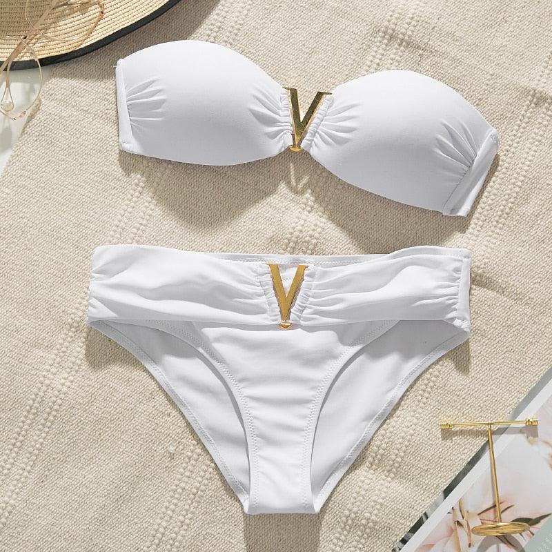 Push Up Woman Swimsuit Bikini Set Two Piece with Ruffles