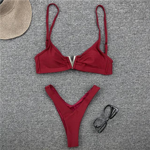 Push Up Woman Swimsuit Bikini Set Two Piece with Ruffles