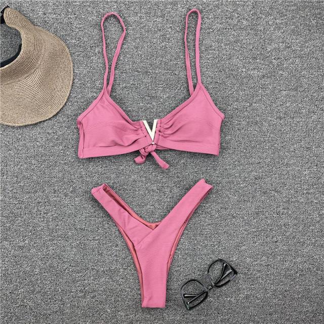 Push Up Woman Swimsuit Bikini Set Two Piece with Ruffles
